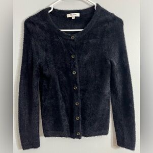 Madewell XS Hewlet Black Cozy Fuzzy ButtonUp Spring Layering Cardigan Sweater